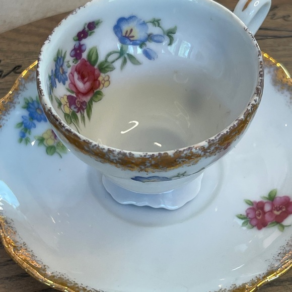 Teacup & Saucer, Small, Floral.  Cottage Core, demitasse - Picture 6 of 9